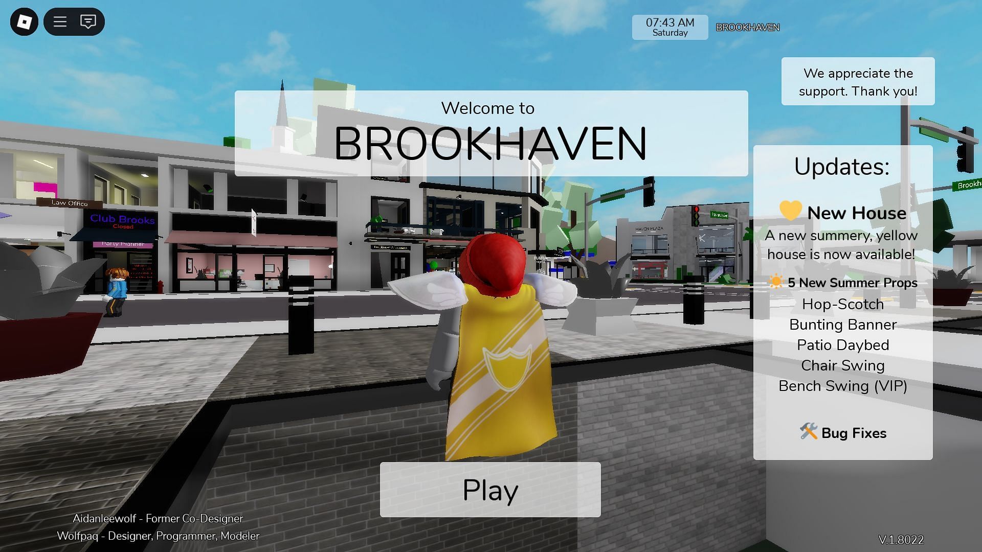 In-game update log (Image via Roblox)